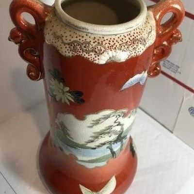 Sale Photo Thumbnail #257: Scarce Early Japanese Kutani 11.5" Tall Vase Preowned from an Estate as Pictured. $15 Domestic Shipping.