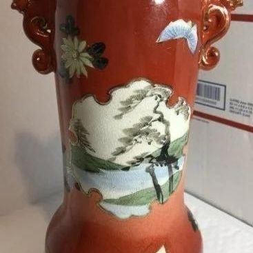 Sale Photo Thumbnail #256: Scarce Early Japanese Kutani 11.5" Tall Vase Preowned from an Estate as Pictured. $15 Domestic Shipping.