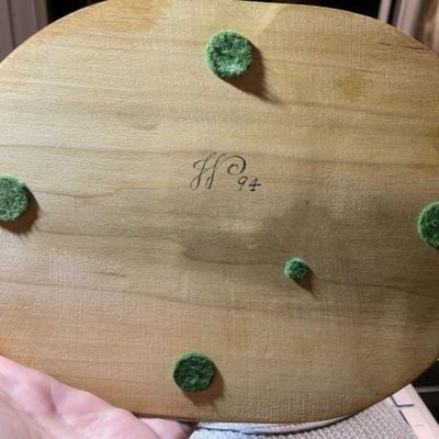 Sale Photo Thumbnail #267: Hand Carved & Hand Painted Signed by Artist BLUEJAY Wooden Bird on Driftwood with Custom Made Base Bird & Base are 9.5" Long Dated 1994. $15 DOMESTIC INHOUSE SHIPPING.