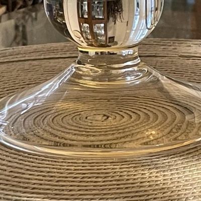 Sale Photo Thumbnail #276: Unique Huge Mid-Century Art Glass Pedestal Bowl w/Scalloped Edges 7" Tall & 18" Wide in VG Preowned Condition. $18 Domestic Shipping.