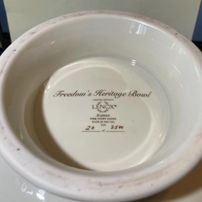 Sale Photo Thumbnail #292: Very Rare Lenox Freedom's Heritage Bowl 2003 Hand Painted Limited Edition 20/2500 11" in Diameter & 6" Tall Superbly Made in the USA. $20 Domestic Shipping.