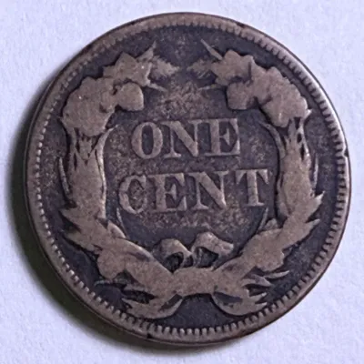 Sale Photo Thumbnail #563: 1857 GOOD CONDITION "CUD ON AMERICA" ERROR FLYING EAGLE CENT AS PICTURED. $5 DOMESTIC SHIPPING.