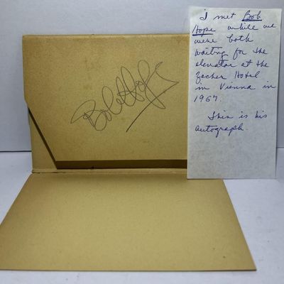 Sale Photo Thumbnail #604: BOB HOPE Hand Signed Autograph in Vienna Austria 1957 in Very Good Preowned Condition. $7 Domestic Shipping.