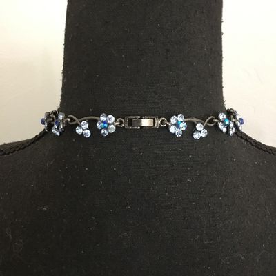 Gorgeous, vintage, light blue floral, rhinestone drop necklace, delicate marquise, cut flowers cascading clusters, vintage, excellent...