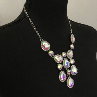 Beautiful, iridescent, rhinestone statement necklaces