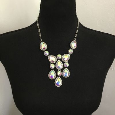 Beautiful, iridescent, rhinestone statement necklaces