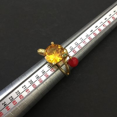 Gold tone, orange stone cocktail ring very pretty