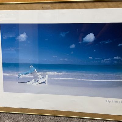 Sale Photo Thumbnail #321: Framed size is approx. 40” x 27”. Small crack in the glass in the upper left corner (see photos).