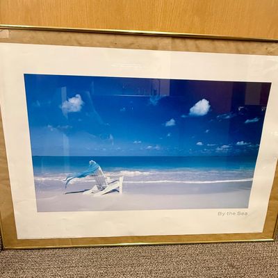 Sale Photo Thumbnail #320: Framed size is approx. 40” x 27”. Small crack in the glass in the upper left corner (see photos).