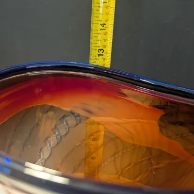 Hand Made Glass Vase Signed - Multi-Colored Swirl