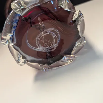 Hand Made Glass Vase Signed - Multi-Colored Swirl