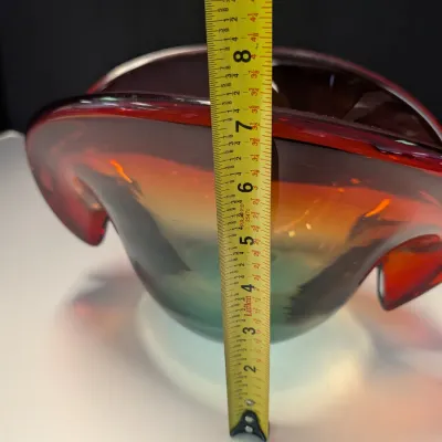 Vintage Italian Art Glass Clam Shell Bowl Amber MCM Made In Italy