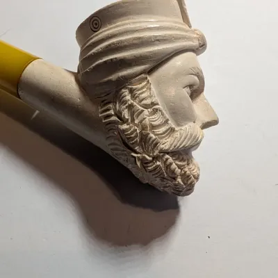 Carved Smoking Pipes Arab Man Head Figural #9