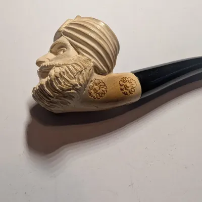 Carved Smoking Pipes Arab Man Head Figural #9