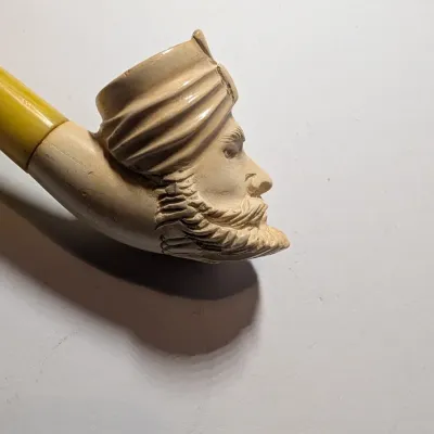 Carved Smoking Pipes Arab Man Head Figural #9