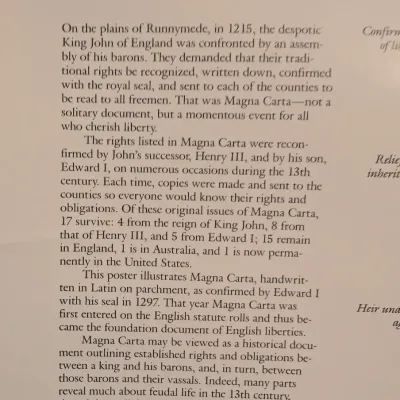 Magna Carta US Constitution Bicentennial Celebration, Phil, PA 1987 Poster