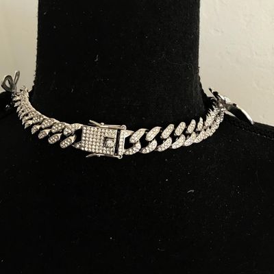 Sale Photo Thumbnail #55: Very cute iced out butterfly choker style necklace Please see attached pictures