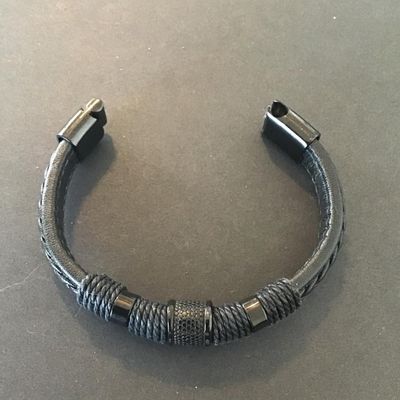 Sale Photo Thumbnail #120: Leather bracelet with wrapped cords martial style Please see attached pictures