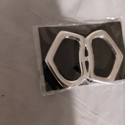 Beautiful Large Silver Geometric Brooch in Pkg
