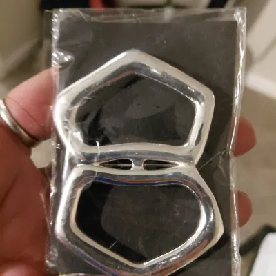 Beautiful Large Silver Geometric Brooch in Pkg