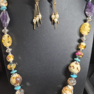 Authentic glass stones and beads & Earrings matching