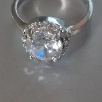 Sterling Engagement Ring w/ CZ white zircon [ size 8.25 ]