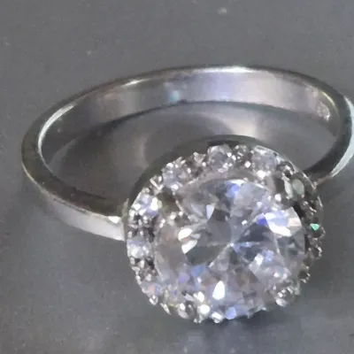 Sterling Engagement Ring w/ CZ white zircon [ size 8.25 ]