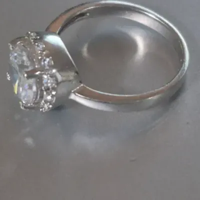 Sterling Engagement Ring w/ CZ white zircon [ size 8.25 ]