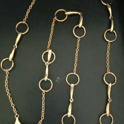 Ralph Lauren Chaps Gold Tone Oval Link Chain Necklace Toggle Closure Signed
