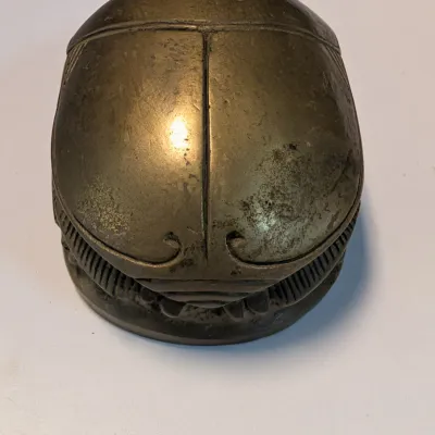 Vintage Brass Scarab Paperweight Figure Hieroglyphics Antique Artisan