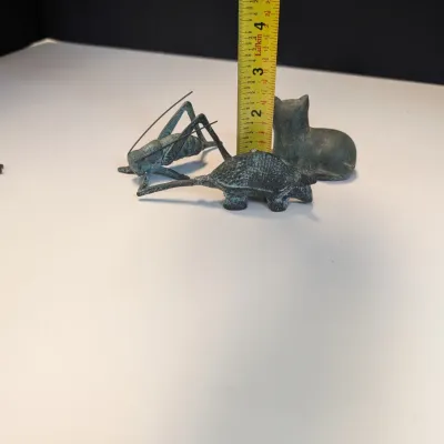 Solid Brass Armadillo, Cat & Grasshoppers