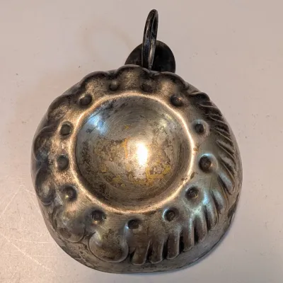 Small Japanese Gold & Silver Tone Happy Buddha Incense Burner & Reine Pedauque Bourgogne Wine Tasting Cup