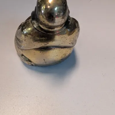 Small Japanese Gold & Silver Tone Happy Buddha Incense Burner & Reine Pedauque Bourgogne Wine Tasting Cup
