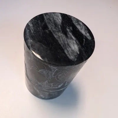 Vintage Stone Cigarette Holder w/ Horse Drawn Carriage Engraving