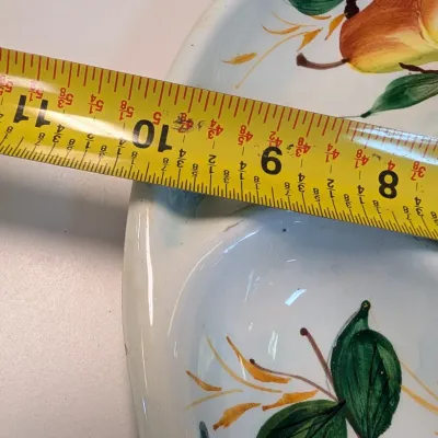 Fruit Depicted Hand Painted Relish Dishes, Celery Shaped Dish & West German Apple Sauce Pot