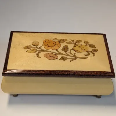 Vintage Reuge Floral Music Box A.L. Webber Music Of The Night Made In Italy
