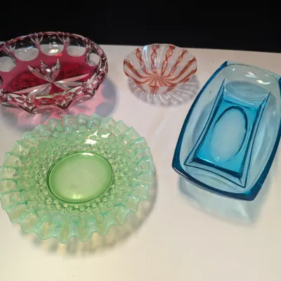 Uranium Glass Candy Dishes - The Green Dish Is Uranium
