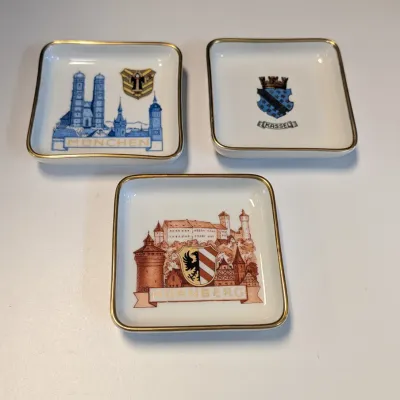 Vintage H & C Selb Bavaria Nuremberg, Kassel & Munchen Germany Heinrich Porcelain Trinket Dishes
