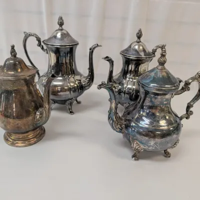 Vintage Tea/Coffee Pots - Sheridan Taunton Silversmiths, Oneida & Two Unmarked