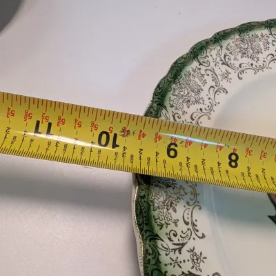 9 1/2" American Limoges Mandarin Green Trillium 22K Gold Plate Vintage 6" RS Germany Plate & 7 3/4" E.B. Lattorff...