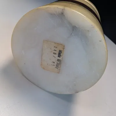 Vintage Italian Alabaster Hinged Trinket Box w/ Brass Bands