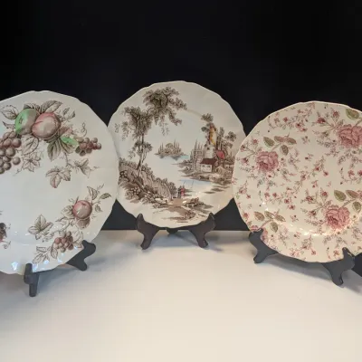 Rose Chintz, Harvest Time & The Old Mill Made In England Hand Engraving Johnson Bros Plates #16