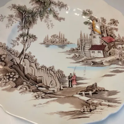 Rose Chintz, Harvest Time & The Old Mill Made In England Hand Engraving Johnson Bros Plates #16