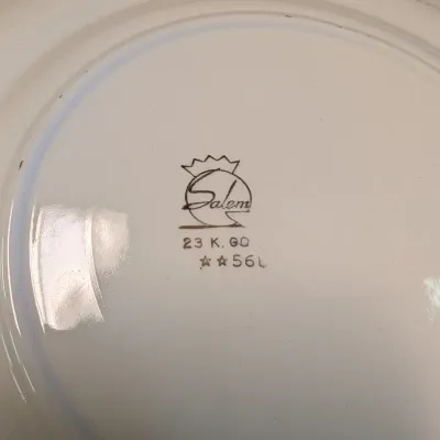 Imperial Salem China 12 Pieces Of 10 3/4" Plates & 4 Pieces Of 7 1/4" Plates 23 Karat Gold Serving Plates "Colonial...