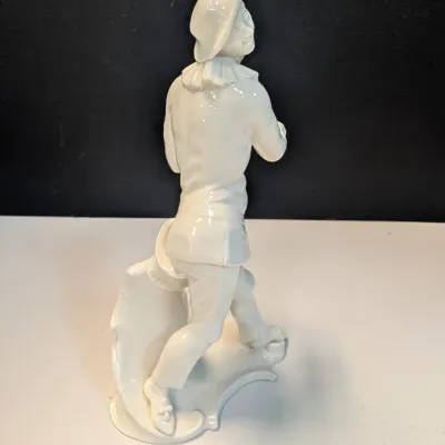 Nymphenburg Figure Harlequin From Italian Comedy Pierrot Vintage German Porcelain