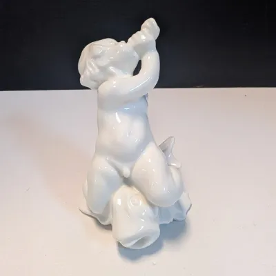 Porcelain Boy On Dolphin Figurine Bing & Grondahl 1950's