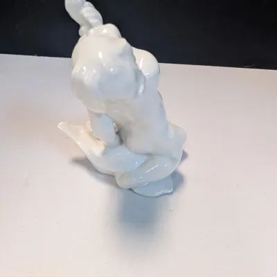 Porcelain Boy On Dolphin Figurine Bing & Grondahl 1950's