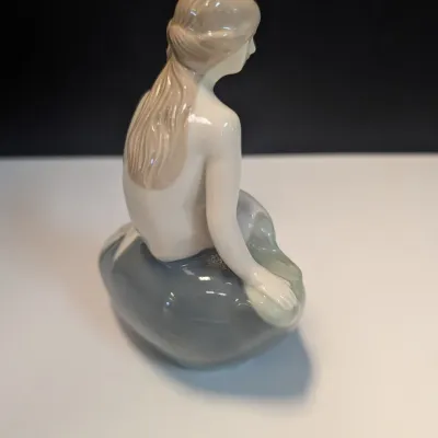Vintage Royal Copenhagen Porcelain Little Mermaid On Rock Figurine Edvard Eriksen