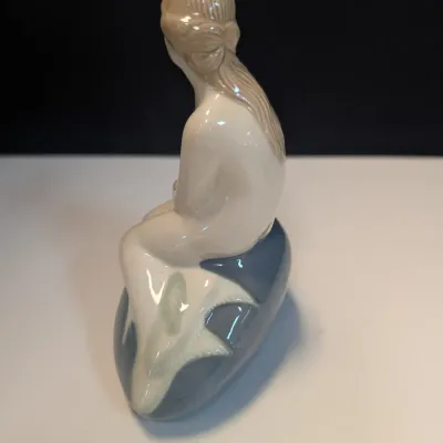 Vintage Royal Copenhagen Porcelain Little Mermaid On Rock Figurine Edvard Eriksen