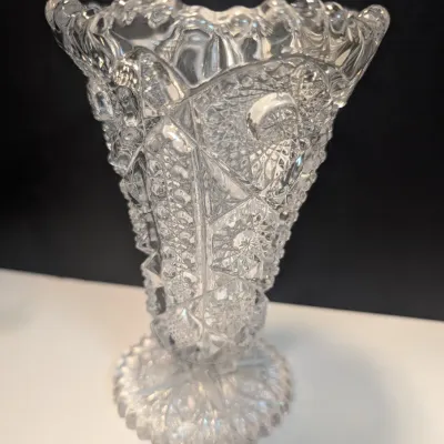 6 - Vintage Imperial Glass Crystal Cape Cod Pattern, Vintage 1950's Imperial Glass Daisy Button Vase, Indiana Diamond Crystal Dish...